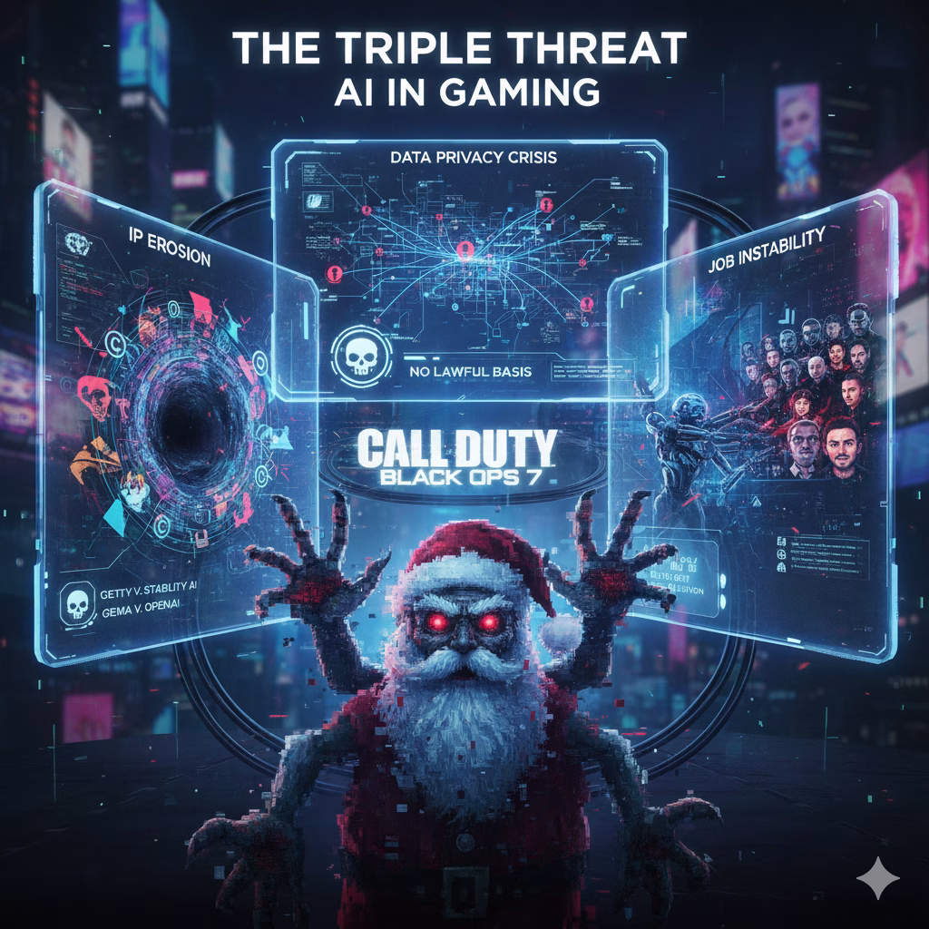 The Triple Threat: How AI in Game Development Creates Crises in IP, Data Privacy, and Job Stability